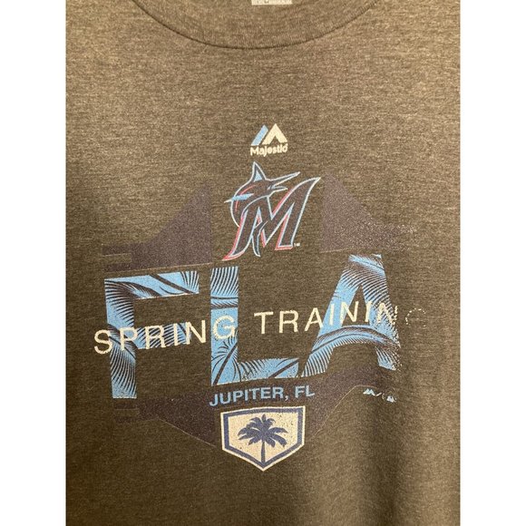 Majestic Miami Marlins Spring Training Florida T-Shirt Size Large Gray - Picture 3 of 5